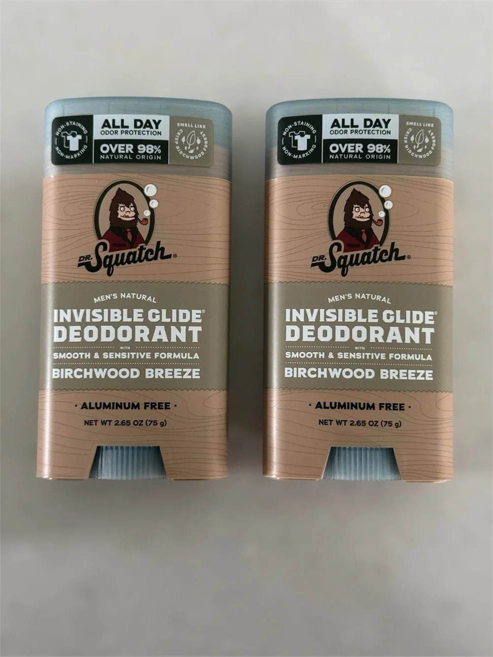2 Brand New Dr. Squatch Invisible Glide Deodorant Birchwood Breeze